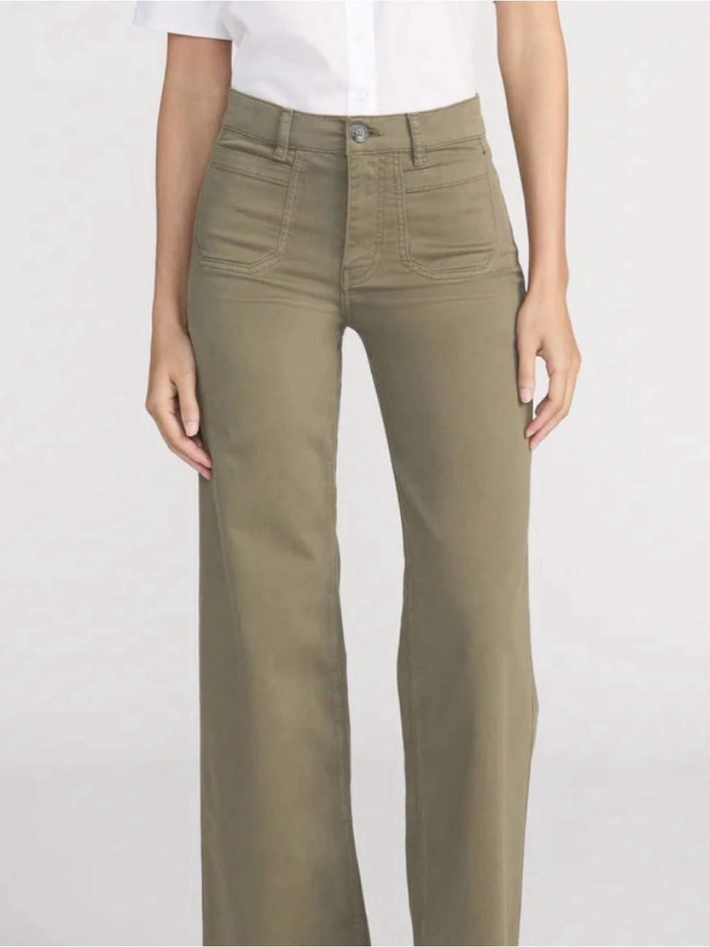 Frame Le Slim Modernist Denim High-Rise Wide Leg Jeans In Olive